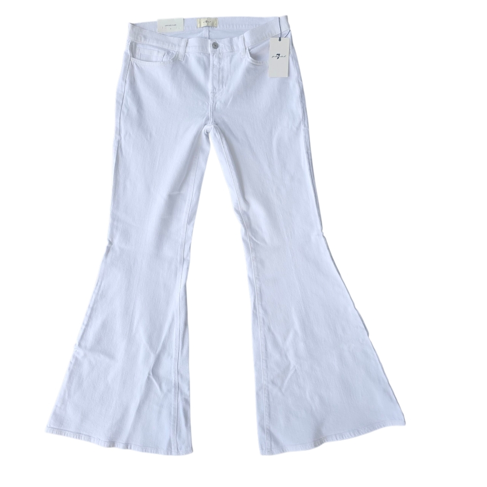 7 For All Mankind White Mega Flare Jeans Low Rise Size 31 NWT